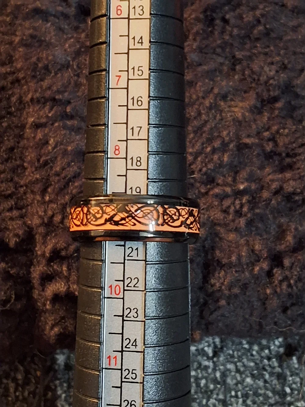 Black and Rose Gold Filigree Band Ring